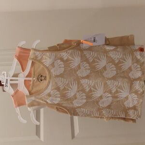 New! Free Planet Cream Sleeveless 2 Tank Tops & Shorts 3 Pc Set Sz 7